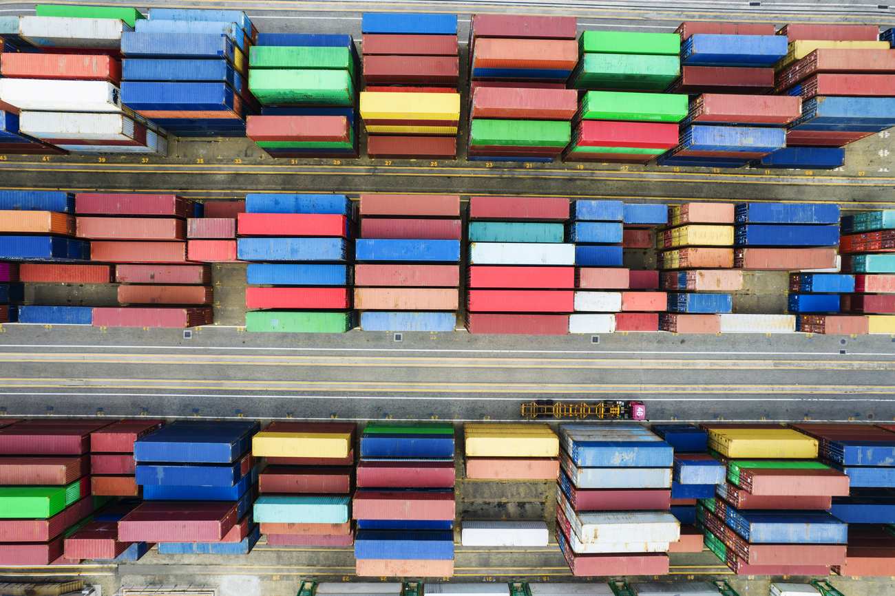 Aerial view of a container terminal — sea freight LCL and FCL from Spain